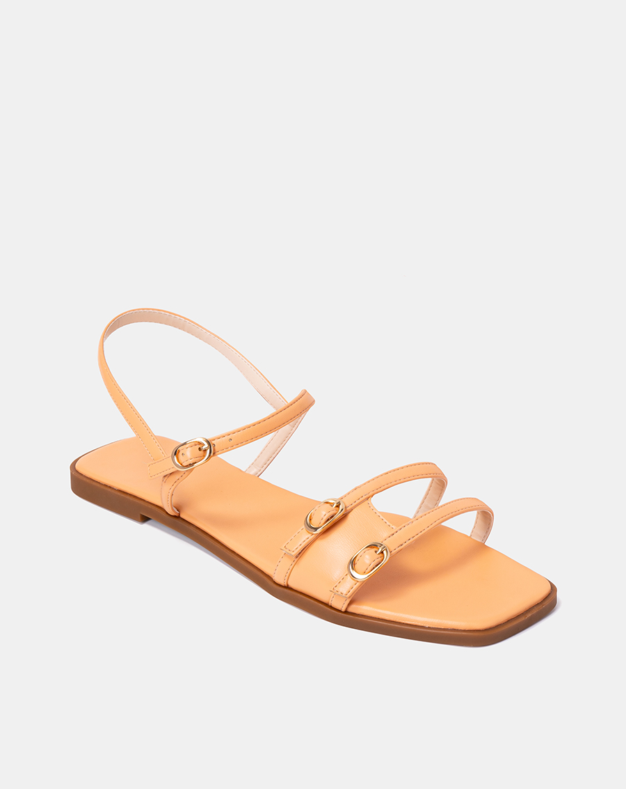 Giày Sandal 1cm Nữ Thời Trang JUNO Mũi Vuông Quai Ngang Cut Out SD01115