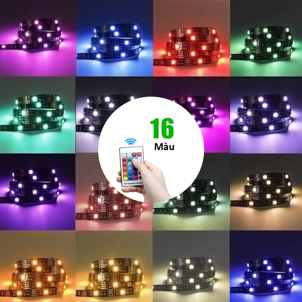 Led dây dán RGB đổi màu trang trí dán tường, máy tính, bàn làm việc