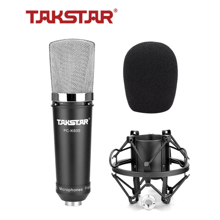 Combo thu âm, livestream Micro TakStar PC-K600, Sound card XOX K10 Jubilee - Kèm full phụ kiện nguồn 48V, kẹp micro, màng lọc, tai nghe, giá đỡ ĐT - Hỗ trợ thu âm, karaoke online chuyên nghiệp - Hàng chính hãng