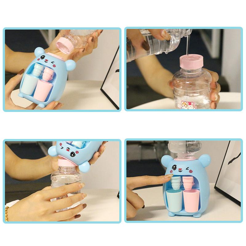 2PCS Mini Nước phân phối cho trẻ em, dễ thương, nước lạnh/nước nóng, nước ép sữa, đài phun nước uống, mô phỏng lợn hoạt hình, đồ chơi nhà bếp