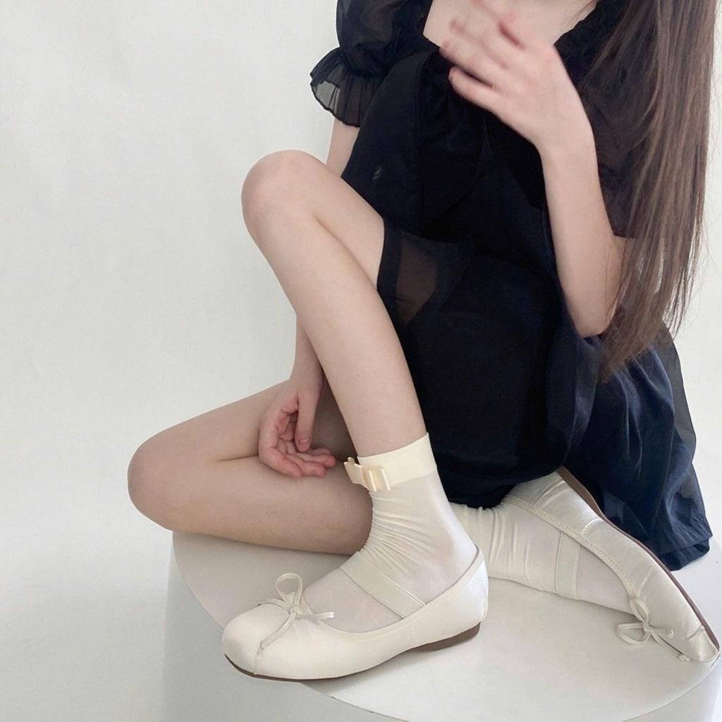 Tất, vớ cao đến bắp chân ĐÍNH NƠ CHỮ NHẬT phong cách Lolita NhậtBản trẻ trung, thanh lịch có nhiều màu lựa chọn cho nữ Women