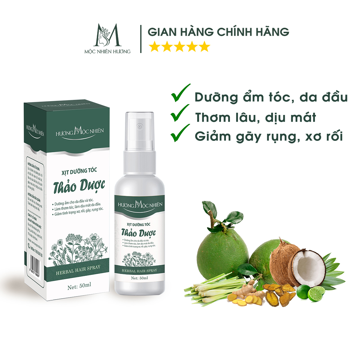 Xịt Dưỡng Tóc Kích Thích Mọc Tóc Giảm Xơ Rối Gãy Rụng - Hương Mộc Nhiên 50ml