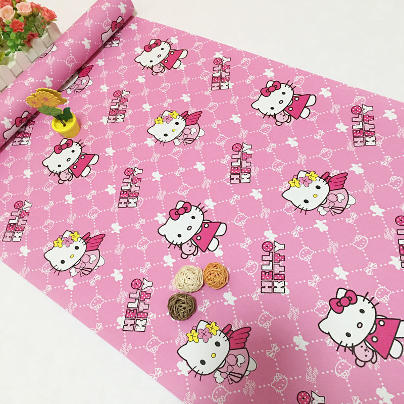 Combo 10 mét giấy dán tường, decal dán tường trang trí nhà cửa KITTY THIÊN THẦN khổ 45cm
