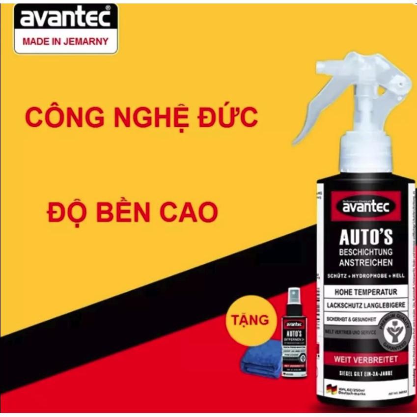 Dung dịch phủ nano chống nước ô tô Avantec Germany 250ml + tặng kèm dung dịch tẩy rửa xe và 1 bông lau