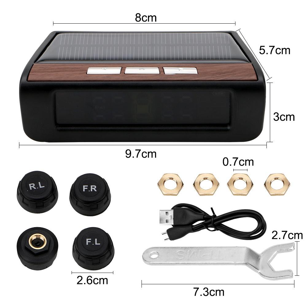 Hệ thống giám sát áp suất lốp xe hơi sử dụng năng lượng mặt trời màn hình LCD kỹ thuật số