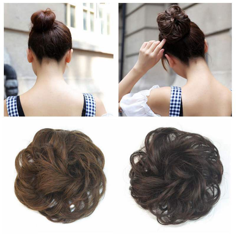 Búi tóc giả xoăn xinh xắn nhiều màu tùy chọn cho nữ