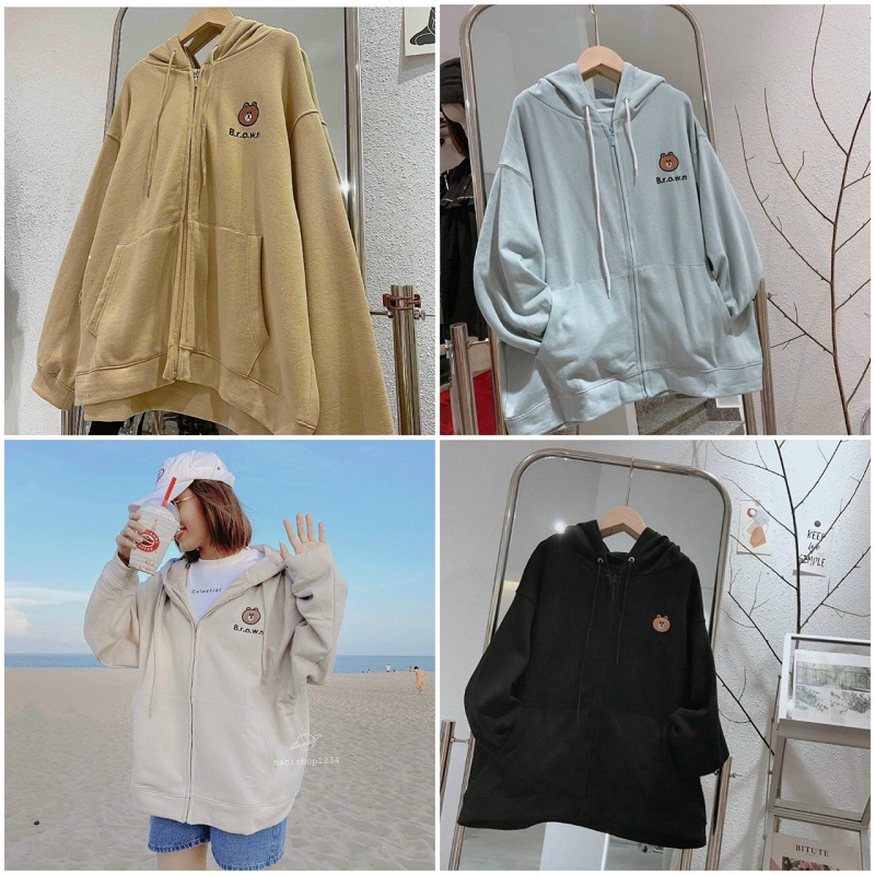 Áo Hoodie Nữ Gấu Brown Thun Tay Dài Kiểu Rộng UnisexHOT RẺ ĐẸPÁo Khoác Nỉ Bông Chống Nắng Chống Lạnh Mùa Đômg Jackets [ ẢNH THẬT ] - THIÊN HÀ SHOP ÁO KHOÁC NỈ HOODIE