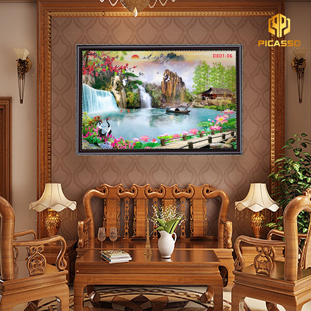 Tranh kính Sơn thủy hữu tình D801 01