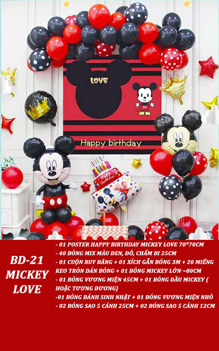 Combo trang trí sinh nhật cho bé trai MARYTEXCO chủ đề Mickey, Spiderman, Superman, Phi hành gia, Đoremon, Khủng long, Ô tô… (20 mẫu) - Tặng kèm bơm chuyên dụng