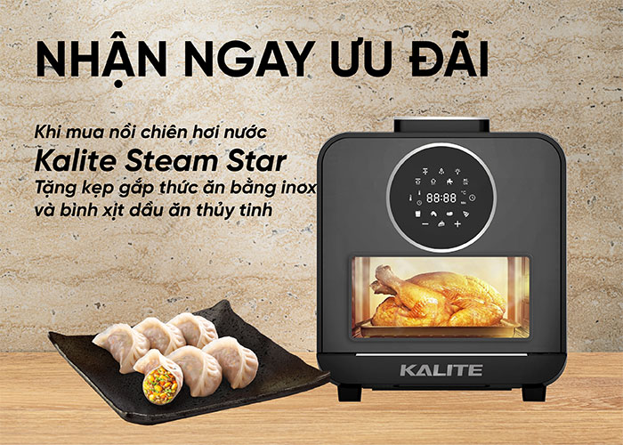 [Hàng chính hãng] Nồi chiên không dầu kiêm hấp đa năng Kalite Steam Star