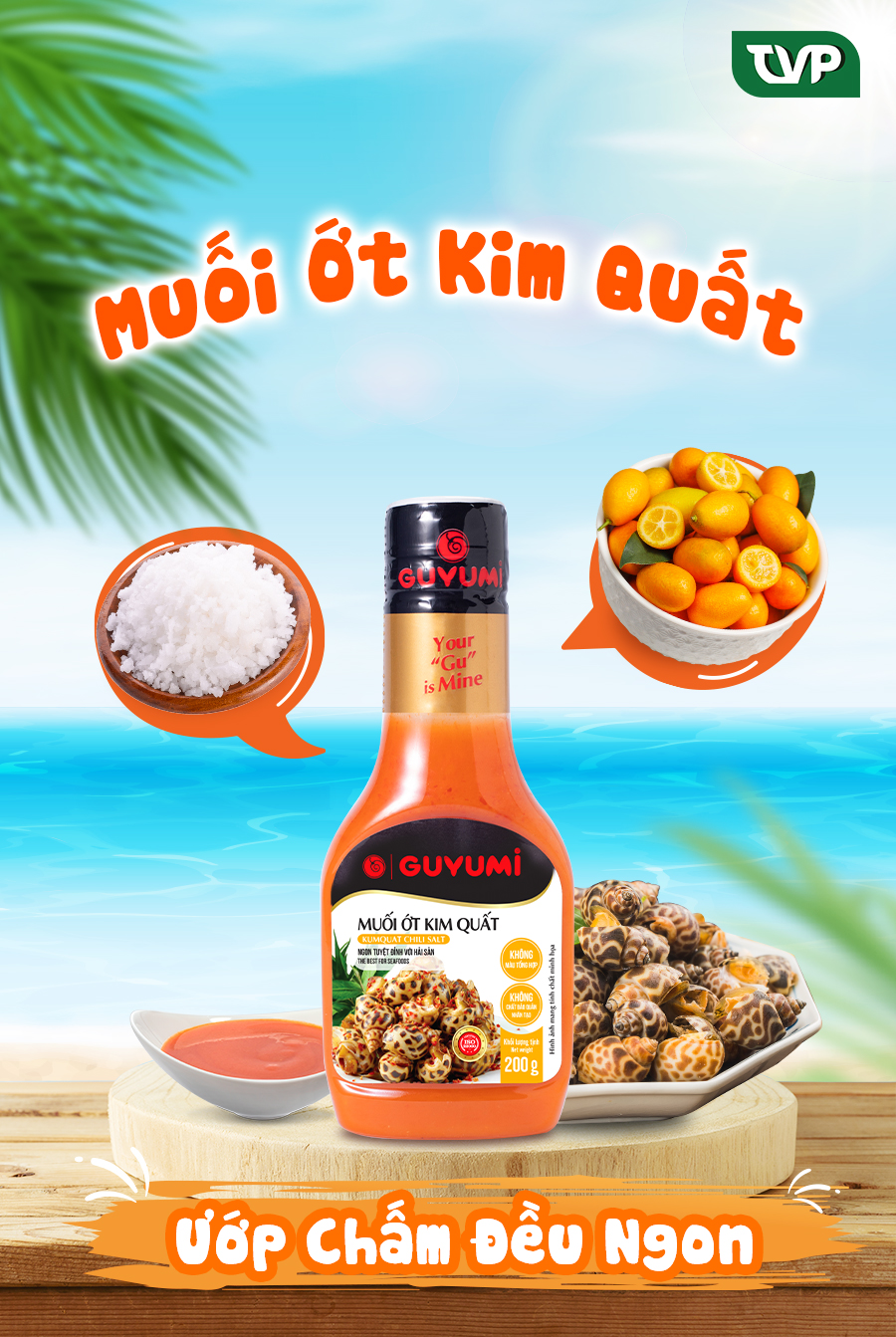 Muối ớt kim quất Guyumi vị chua cay chấm hải sản gà đồ nướng BBQ chai 200g