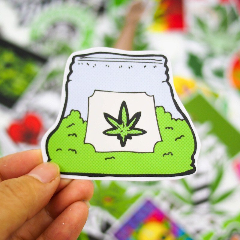 Hộp 100 Sticker Weed dán Laptop, Vali, Mũ bảo hiểm, Điện thoại, Xe máy, hình dán chủ đề Weed