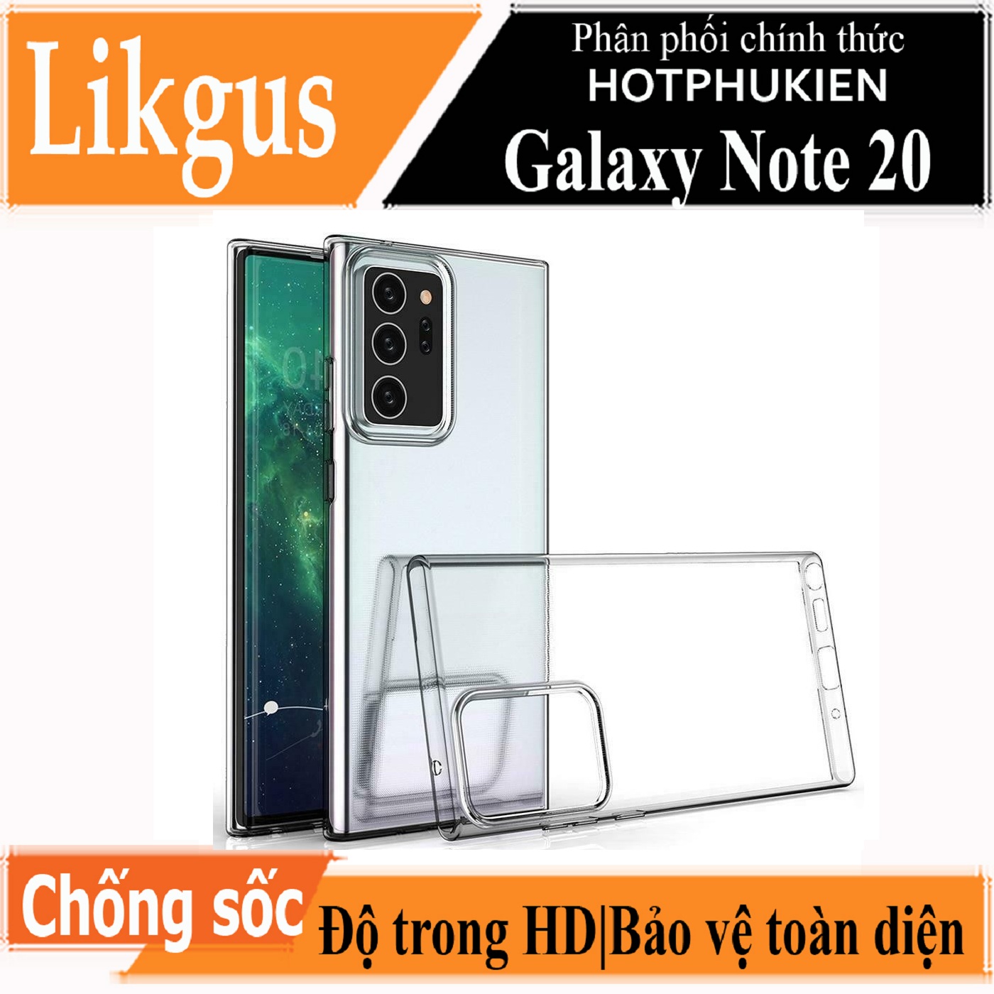 Ốp lưng chống sốc trong suốt cho Samsung Galaxy Note 20 Likgus Crashproof giúp chống chịu mọi va đập - hàng nhập khẩu