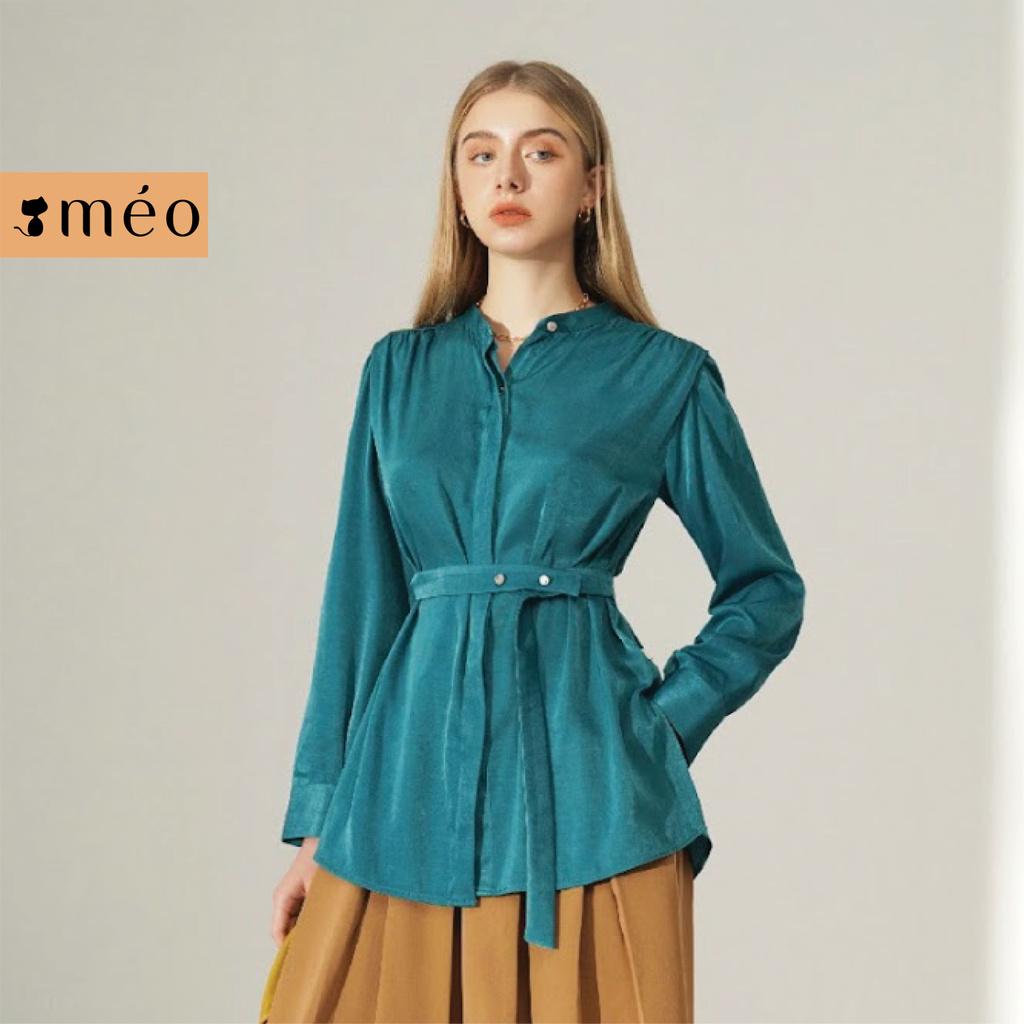 Áo sơ mi công sở nữ Méo shop dài tay chất lụa kiểu Hàn form rộng Samy