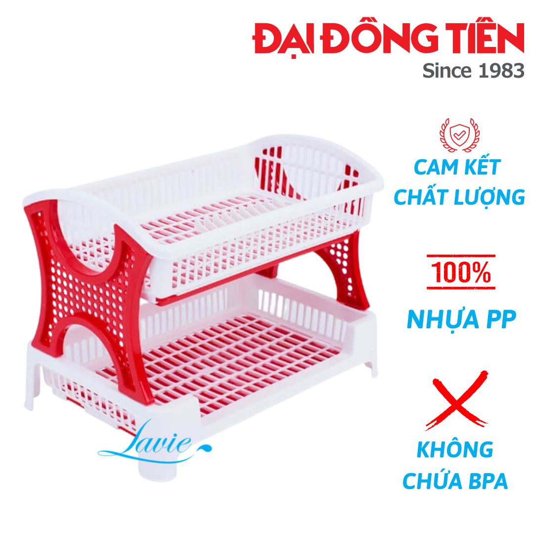 Kệ nhựa úp chén bát đựng gia vị 2 tầng Đại Đồng Tiến cao cấp dễ lắp ráp 100% nhựa PP siêu bền