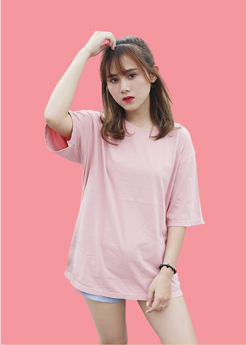 ÁO THUN TRƠN COTTON UNISEX, NĂNG ĐỘNG, CÁ TÍNH ATNN01 - MÀU HỒNG NUDE