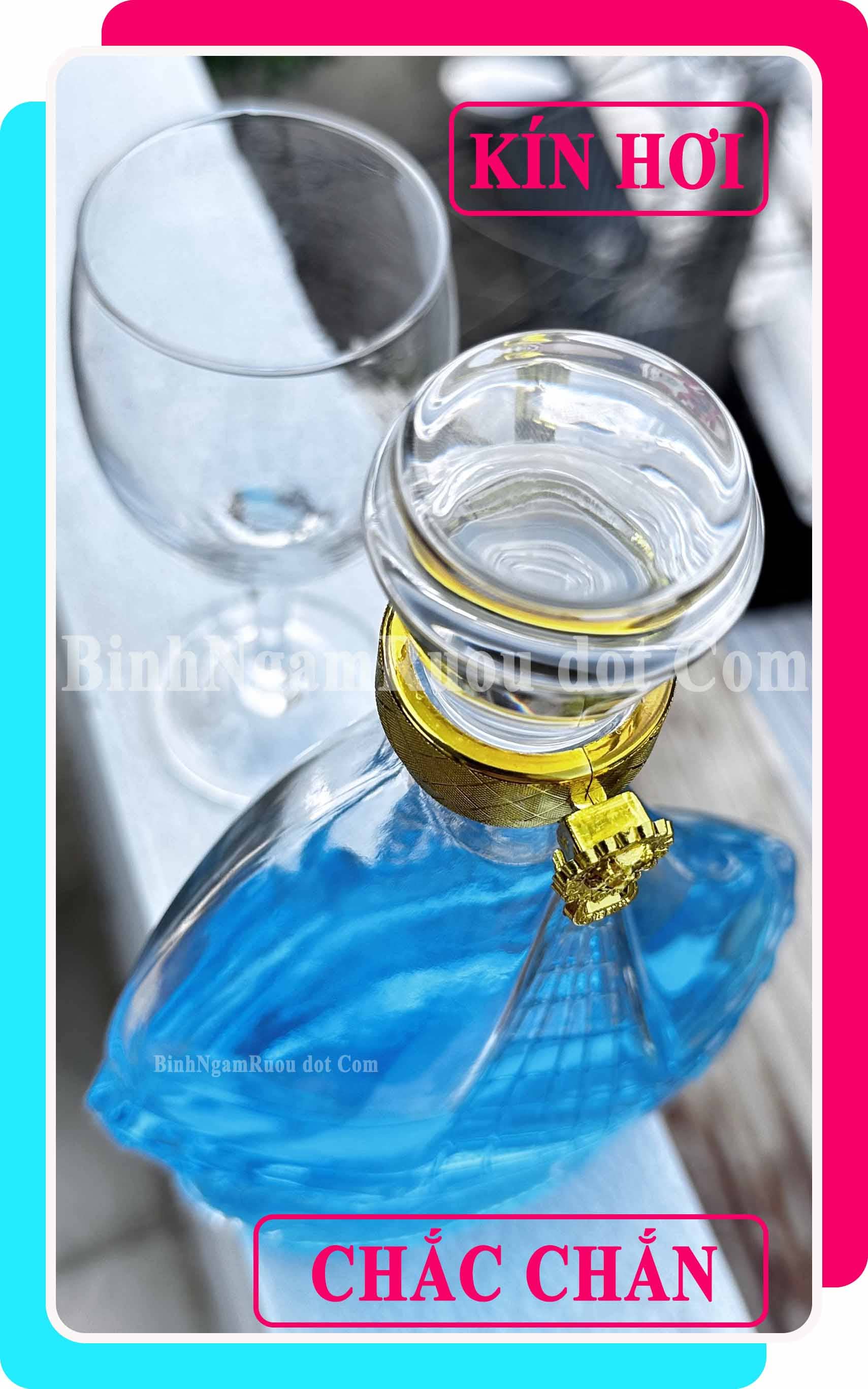C15 Chai Đựng Rượu Thủy Tinh XO Dáng Thuyền - 500ml - Nắp Kín Thủy Tinh Trong - Tặng Biếu Sang Trọng