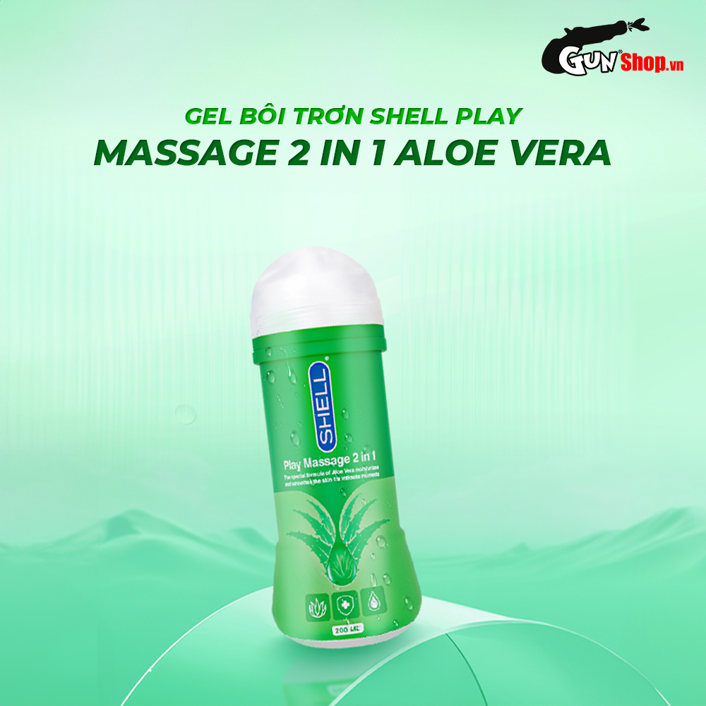 Gel bôi trơn Shell Play Massage 2 in 1 Aloe Vera - Chai 200ml