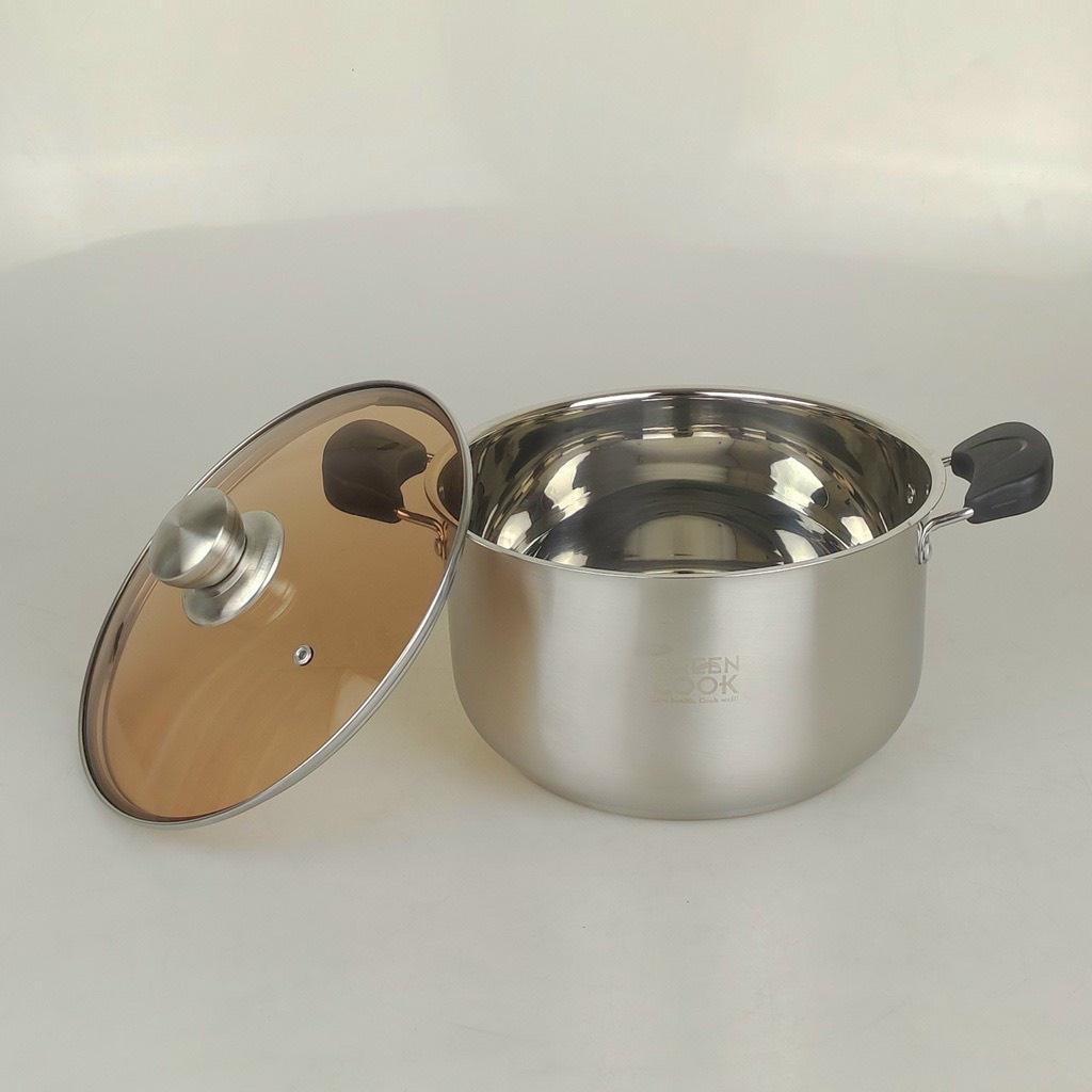 Bộ nồi inox 3 đáy Green Cook GCS08-T1 gồm 3 món sử dụng được trên bếp từ -Hàng chính hãng