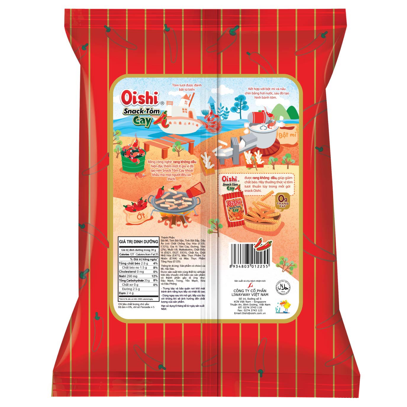 Combo 12 gói Oishi Snack Tôm Cay (75g/gói)