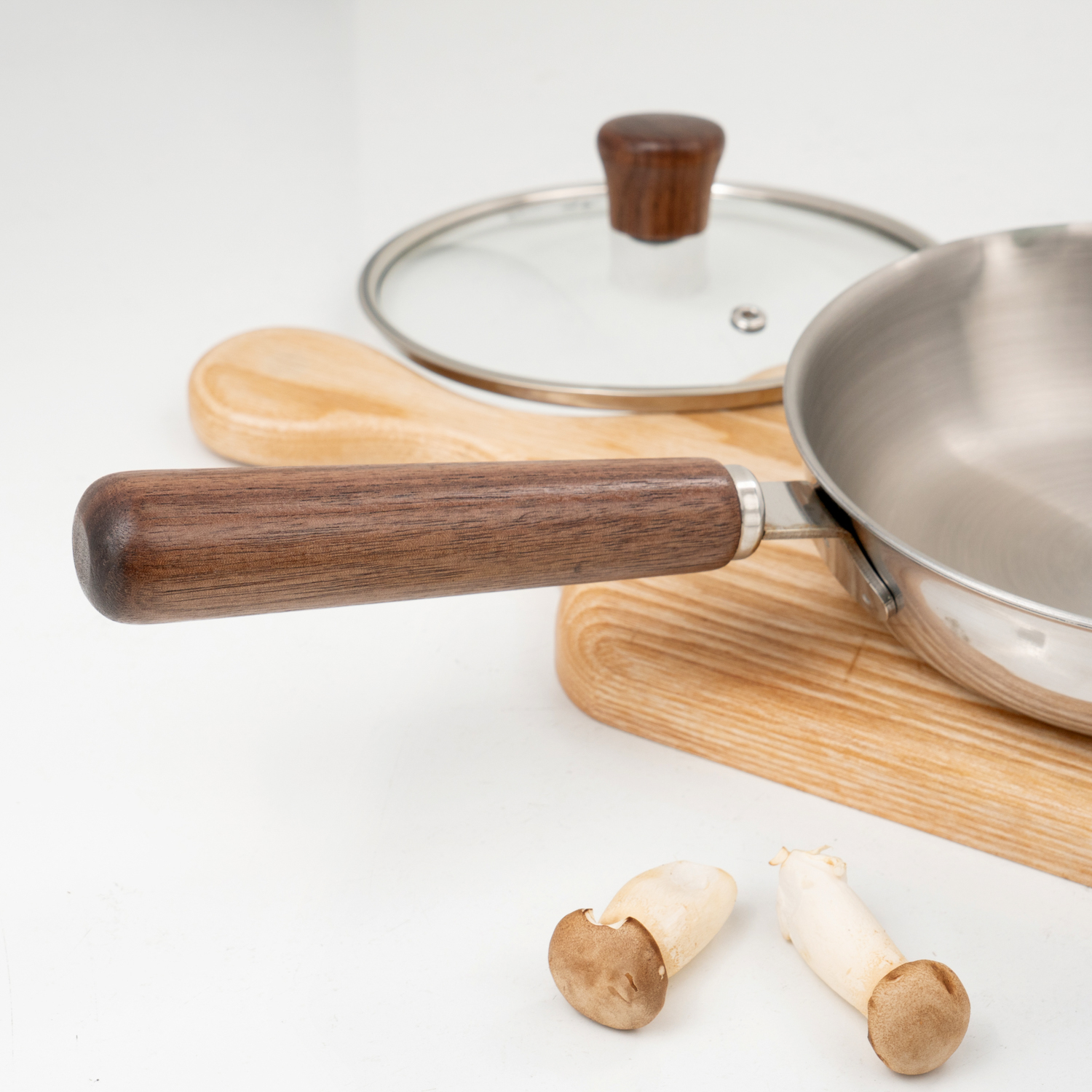 Chảo Inox 3 lớp đúc liền khối miệng rót Kalpen Rinmer 16cm kèm vung kính, bảo hành 5 năm