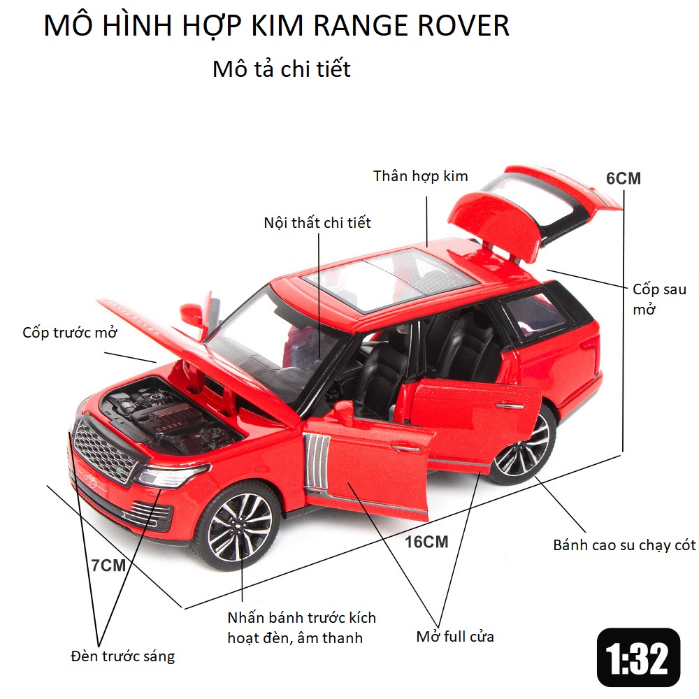 Xe Mô Hình Hợp Kim Range Rover Phiên Bản Kỉ Niệm 50 Năm_Tỉ Lệ 1:32 Quà Tặng Đồ Chơi Cho Bé Hoặc Trưng Bày
