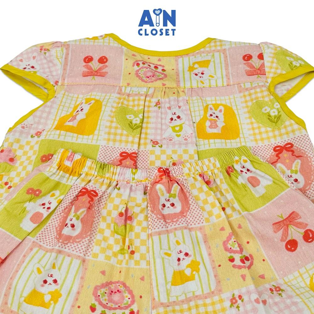 Bộ quần áo Ngắn bé gái hoạ tiết Thỏ Mắt Ngọc Cotton - AICDBGZR1FAS - AIN Closet