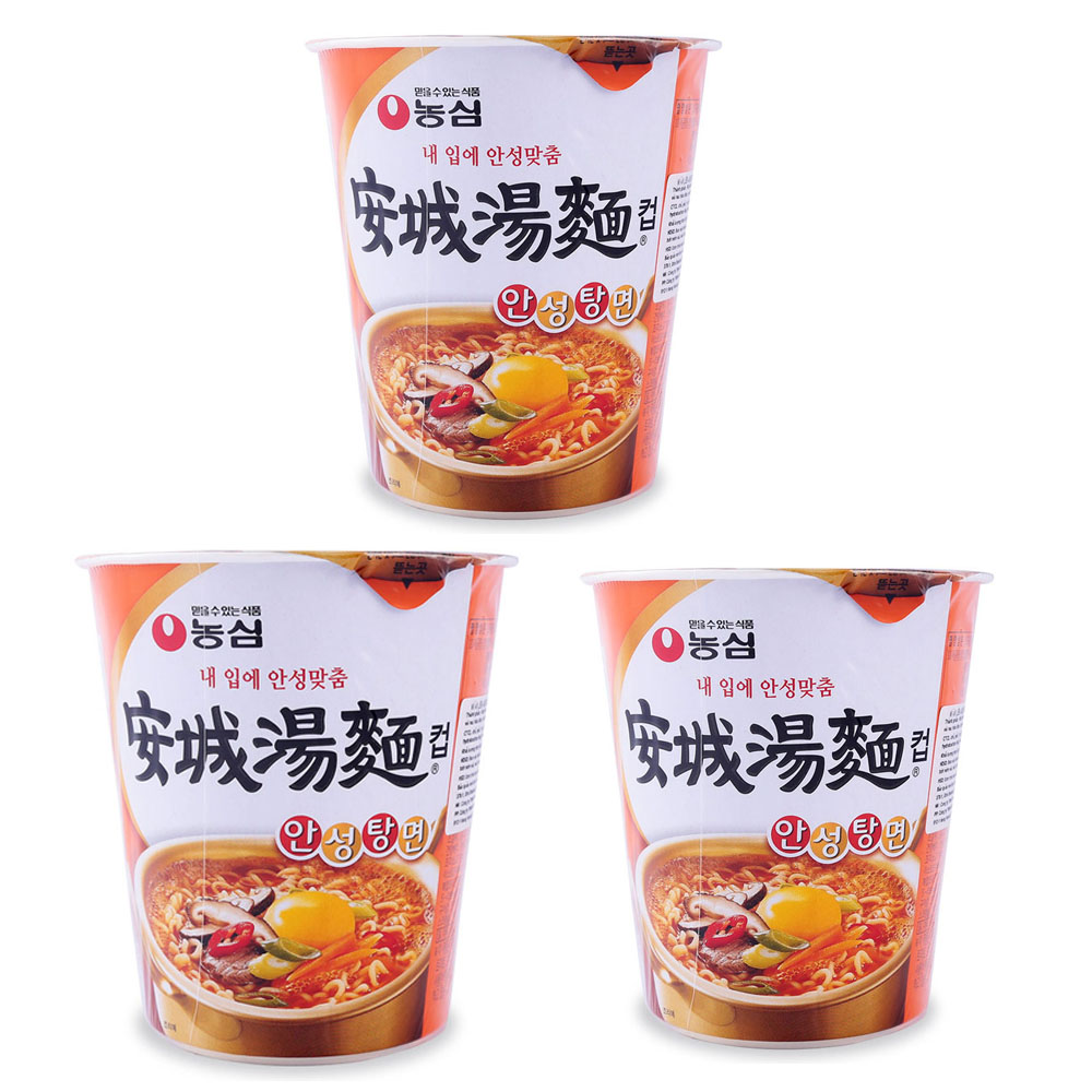 Combo 3 Ly Mì Trứng Ăn Liền Ansungtangmyun Nongshim Hàn Quốc (66 Gam/ Ly)