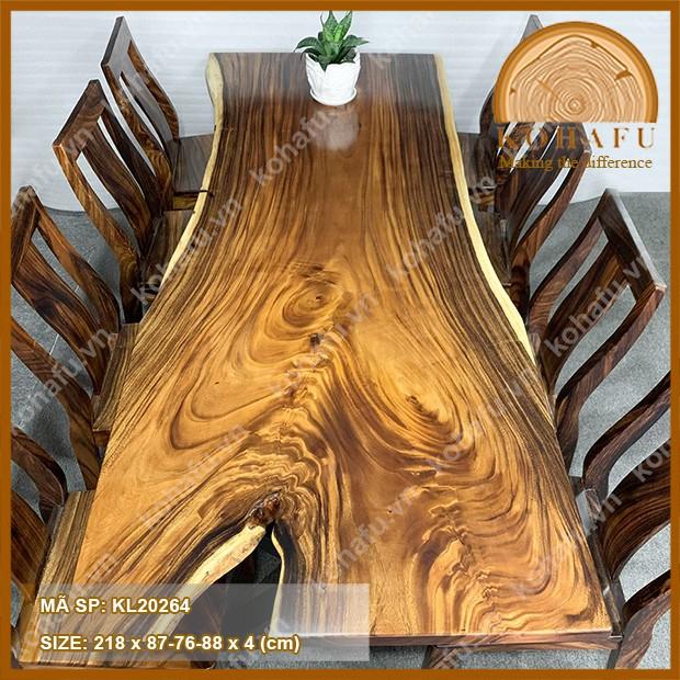 Mặt bàn uốn lượn tự nhiên, nguyên thủy hình dáng gỗ me tây nguyên tấm KL20264