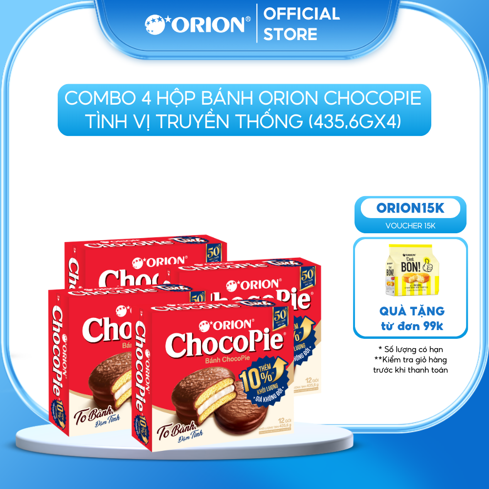 Combo 4 Hộp Bánh ChocoPie Tình ORION vị truyền thống 396G