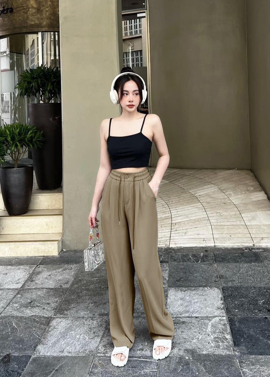quần ống suông chun thun mẫu mới - M
