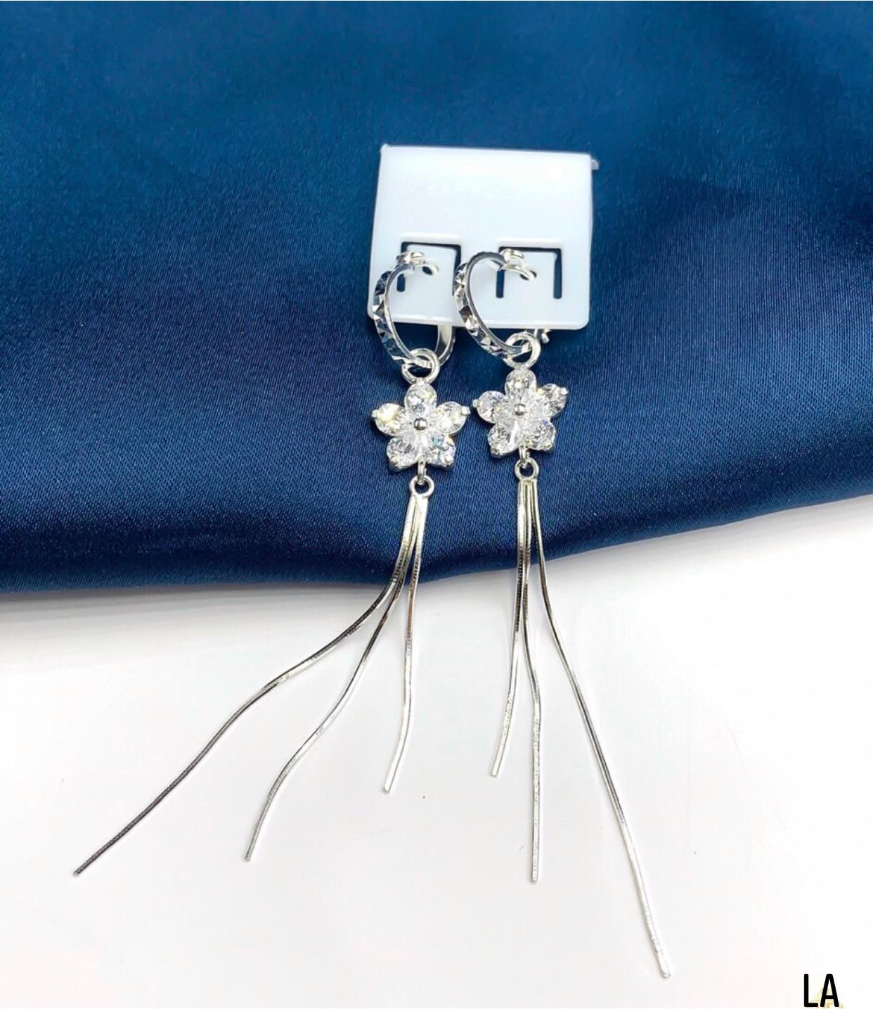 Bông tai bạc tua dài thời trang chất liệu bạc Ý MS0112