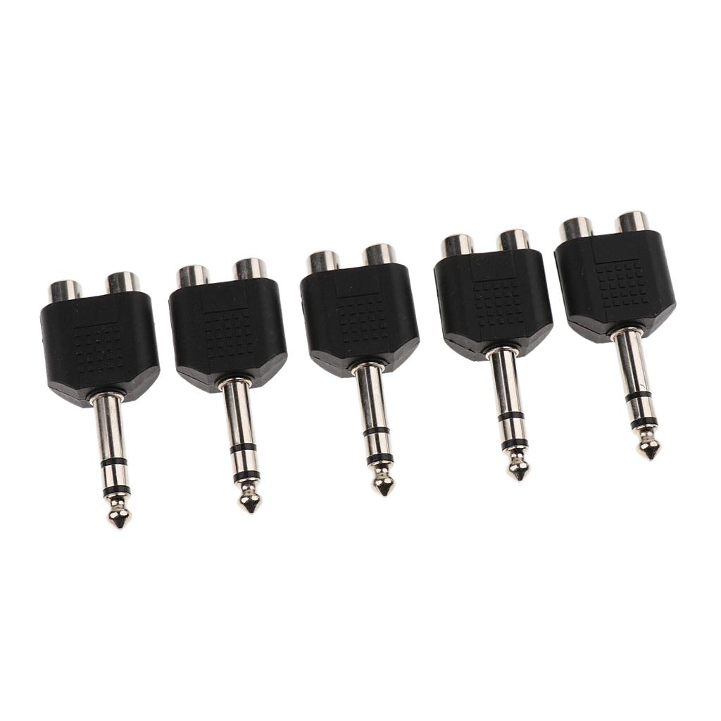 5x Stereo Plug 6.5mm Male To 2   Female Audio   Converter Adapter