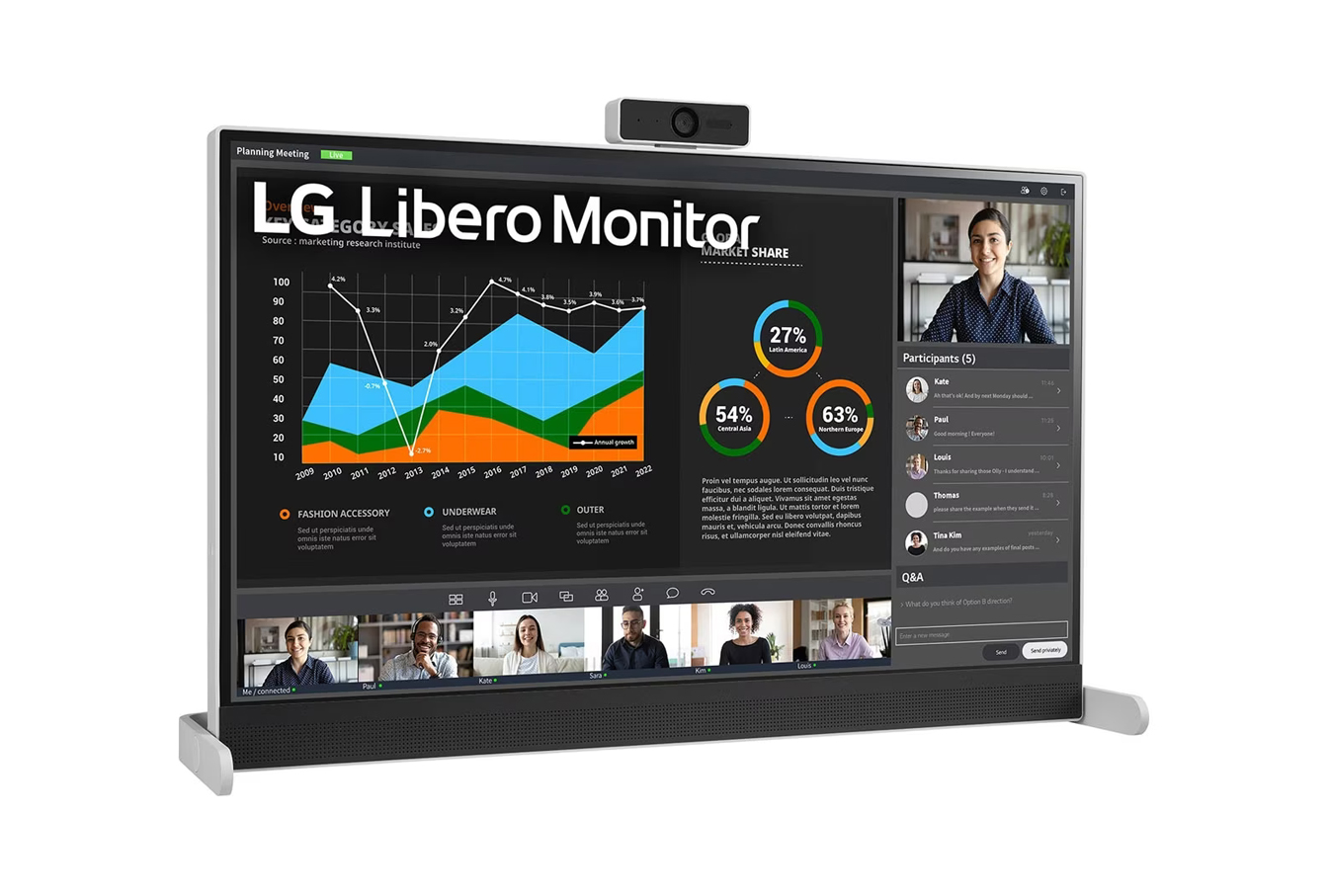 Màn hình LG QHD Libero 27 inch với webcam Full HD, chân đế linh hoạt có thể để bàn hoặc treo tường, 27BQ70QC - Hàng Chính Hãng