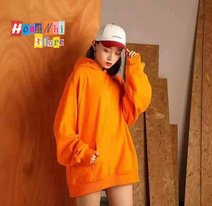 Áo Hoodie Trơn Màu Cam Cao Cấp Dáng Rộng Unisex Nam Nữ Mặc Được - MM - M