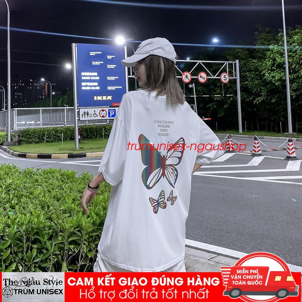 Áo thun Stee nam tay lỡ unisex form rộng overtee In Phản Quang Dạ quang 7 màu Butterfly CINCOUNOTrumunisex aothununisex