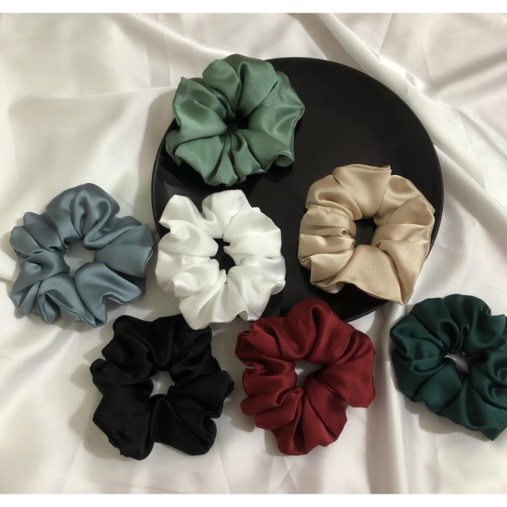 Scrunchies dây buộc tóc, cột tóc lụa satin cao cấp
