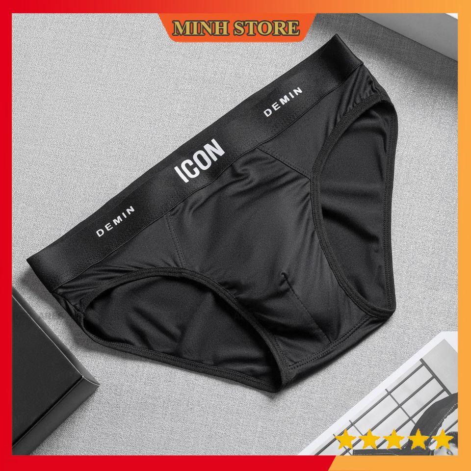 Quần lót nam tam giác ICON cotton thun lạnh giá siêu tốt, Quần sịp tam giác co dãn 4 chiều SIC01 (Che tên) - Minhstore66