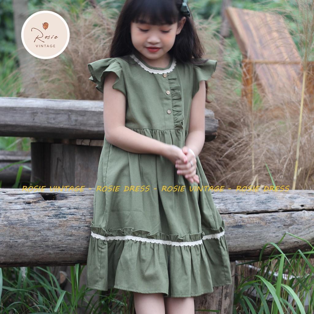 Váy cánh tiên V21, chất vải Linen 100% tự nhiên, mềm mát, mặc thấm hút mồ hôi cho bé gái từ 9 - 36kg