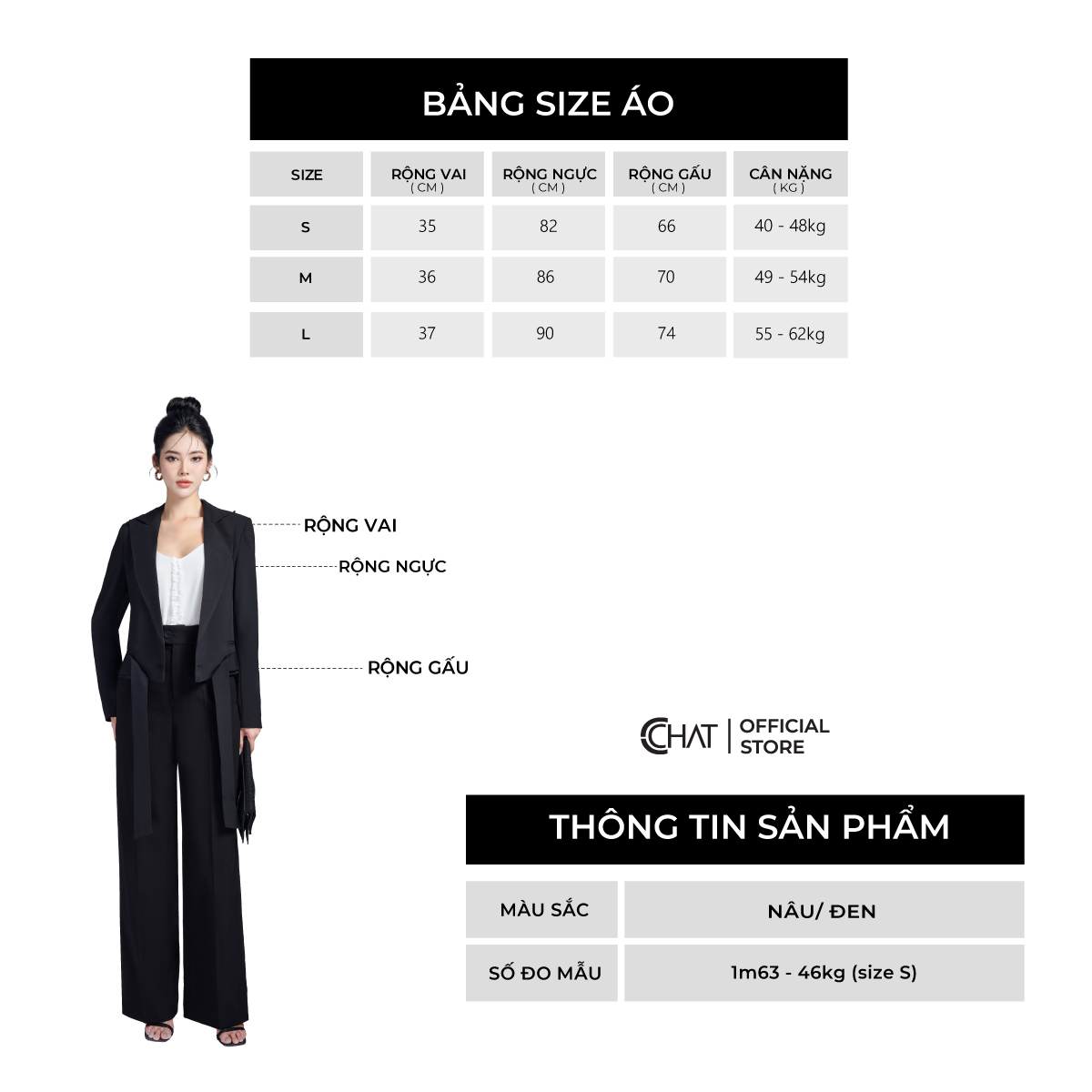 Áo Blazer Nữ Kiểu Ngắn Cạp Rời Cổ Ve Chất Tuytsi Cao Cấp Mềm Mịn 22EHS2015ST