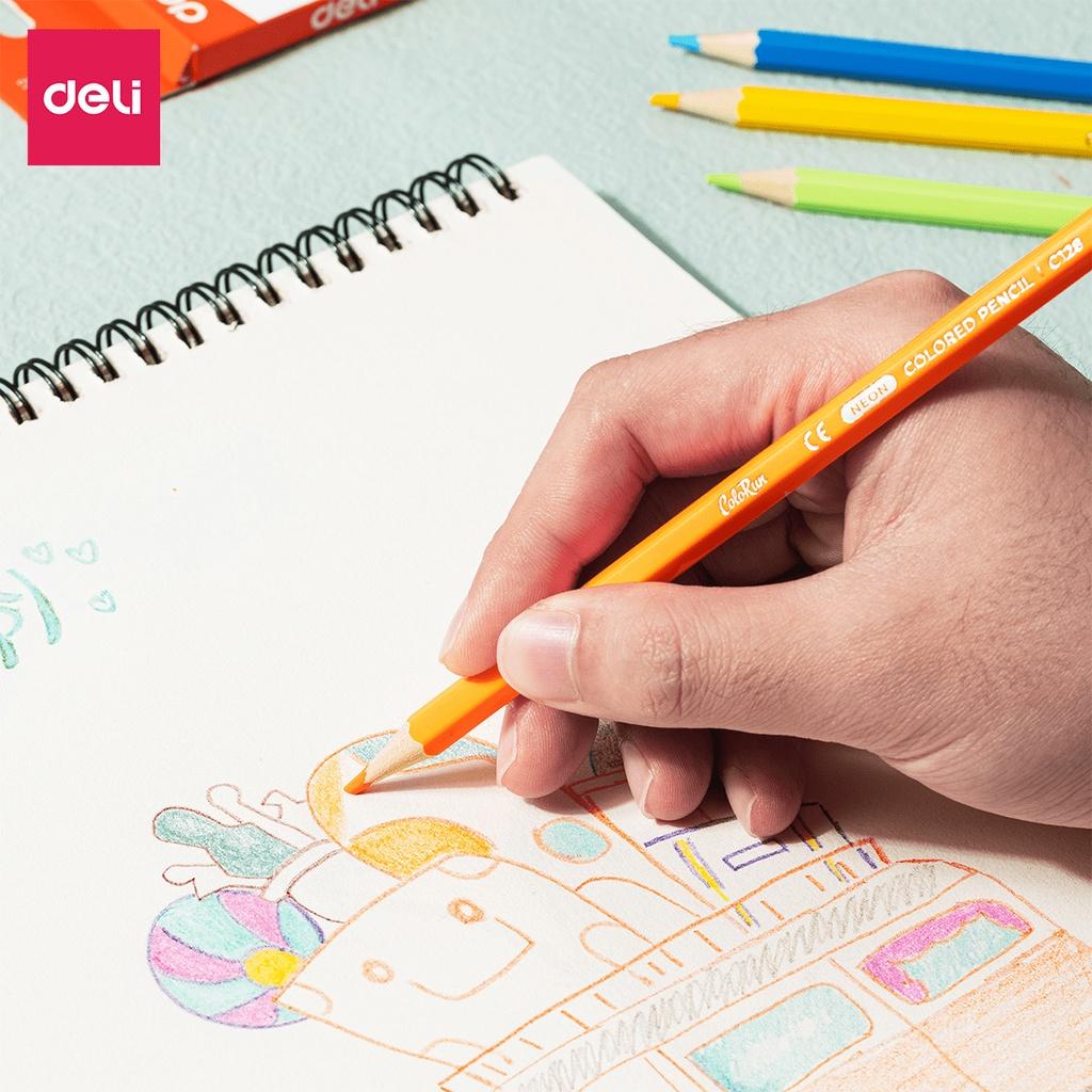 Bút Chì Màu Học Sinh Cao Cấp Thân Lục Giác Nhiều Phân Loại Deli - Phù Hợp Văn Phòng Cho Bé Vẽ Tranh Tô Màu - EC130