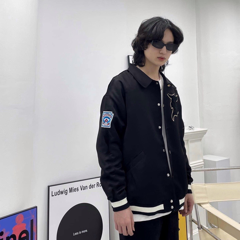 Áo khoác bomber Essential Manuel nam nữ chất dù oversize form rộng bóng chày unisex - Gin Store