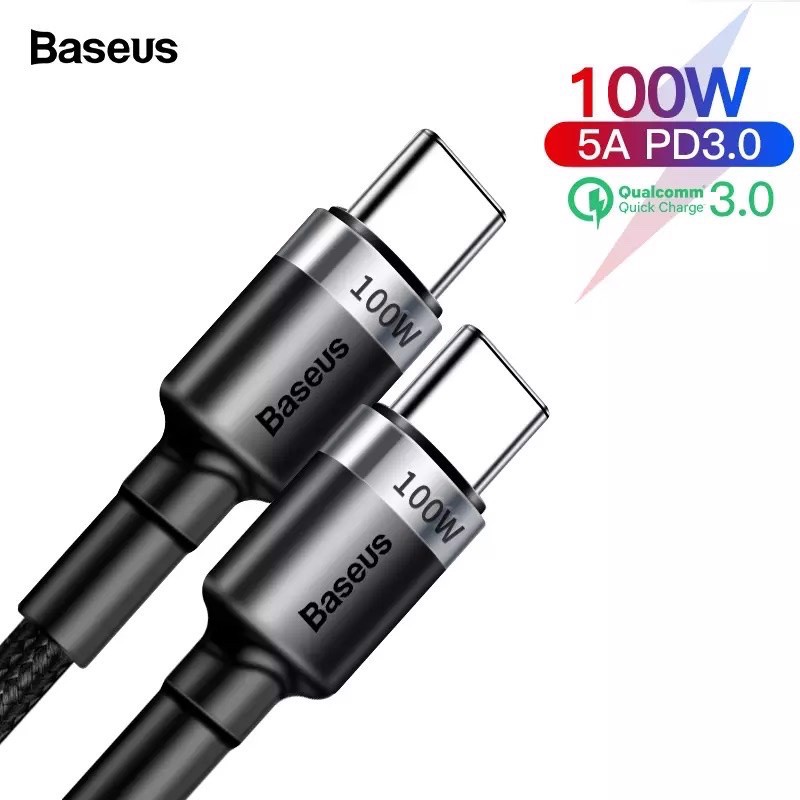 Dây sạc nhanh 2 đầu type c baseus cafule 100w 5a 4k qc3.0 - cáp sạc type c to type c bọc dù siêu bền cho ipad macbook samsung oppo xiaomi - hàng chính hãng