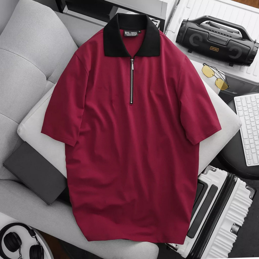 Áo Thun Polo Bigsize Nam - Cổ Dây Kéo - Big Size 80-130Kg Chất Liệu Thun Cá Sấu Cotton 100% Thoáng Mát, Không Bai Nhão