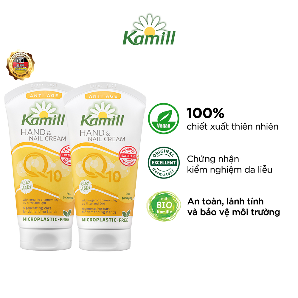 Combo 2 tuýp Kem dưỡng da tay và móng tay Kamill Hand &amp; Nail Cream Anti-age Q10 75 ml