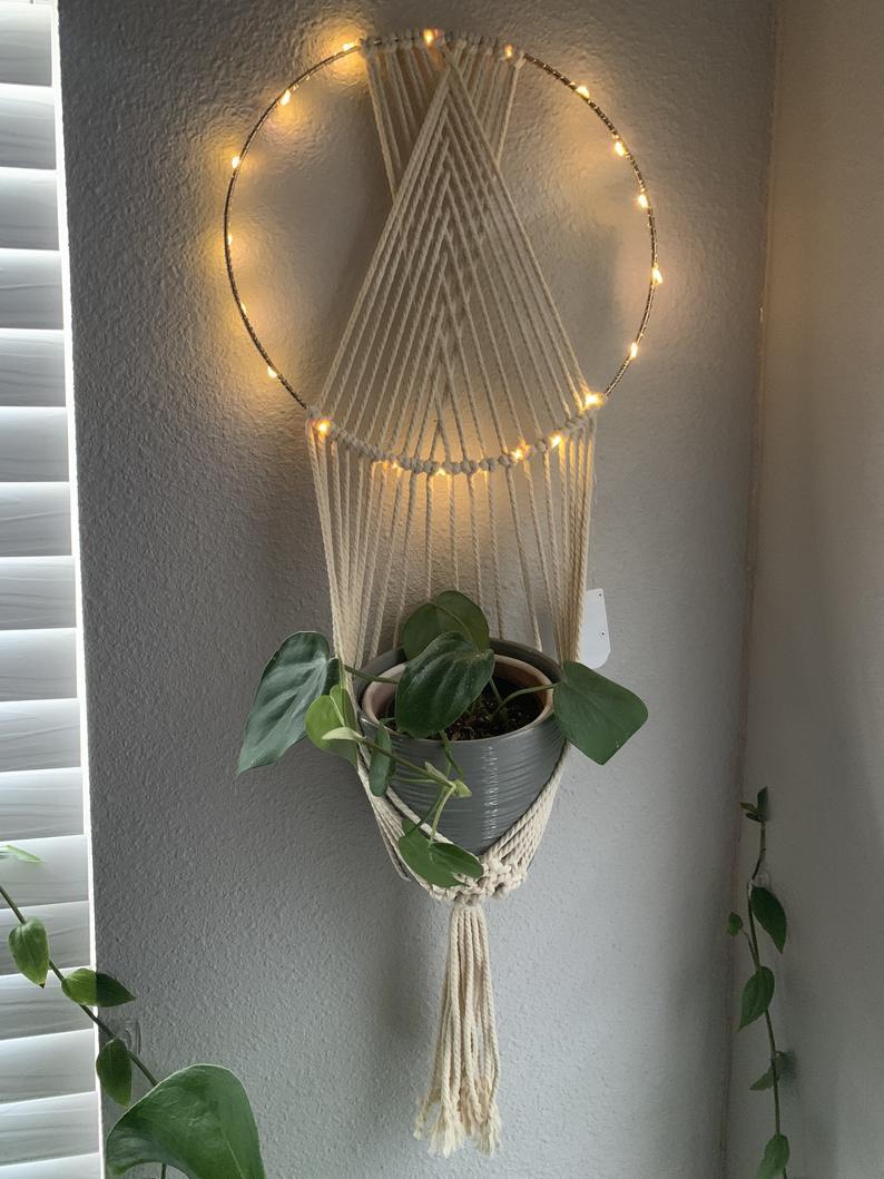Vòng Inox Tết Dây Macrame Treo Hoa , Cây Cảnh Trang Trí Treo Tường Trang Trí Nhà Cửa. Không bao gồn đèn nháy trang trí. GHINOX01