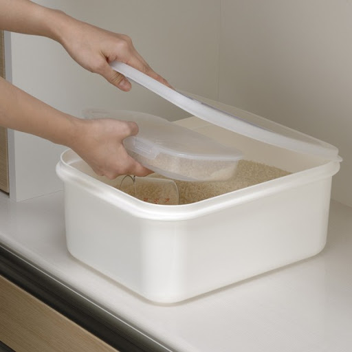 Thùng gạo hai ngăn, có nắp bật Inomata 6kg - Nội địa Nhật Bản