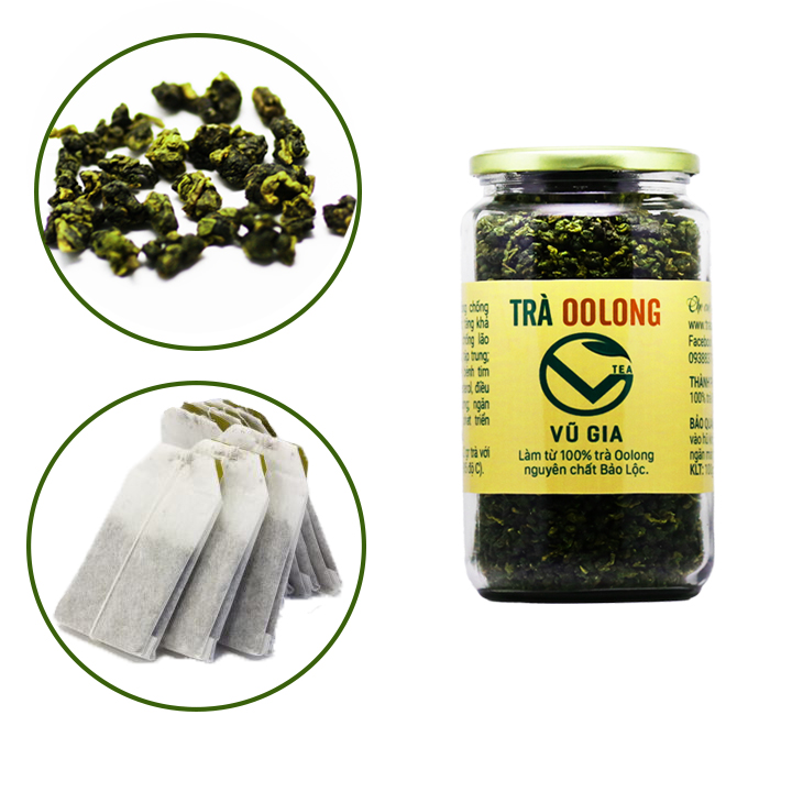 Trà Oolong Nguyên Chất Bảo Lộc Vũ Gia + Tặng 5 Túi Lọc Đựng Trà - Nấu trà sữa, điều trị tiểu đường, giảm cân an toàn