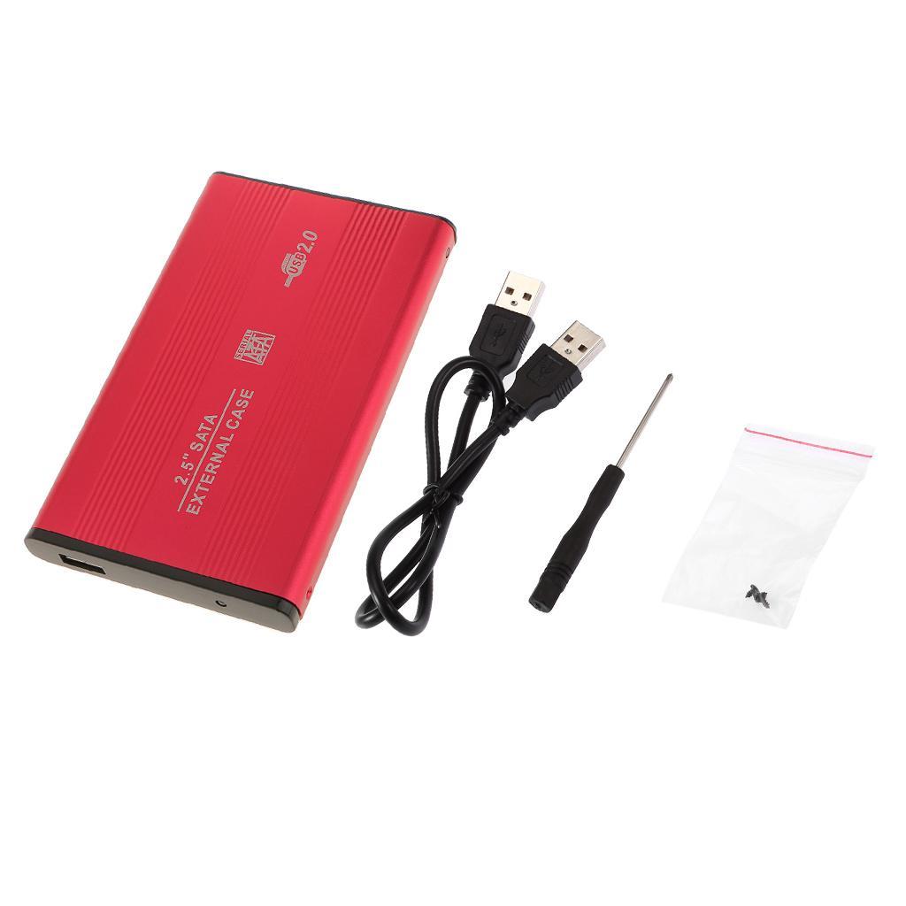 HDD External Case Hard Drive Enclosure 2.5in SATA USB2.0 Alluminium Red&Blue