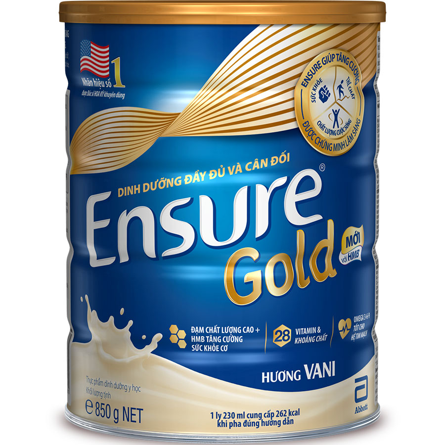 Sữa Ensure Vani 850g - Tặng 1 Thố Chịu Nhiệt Cao Cấp